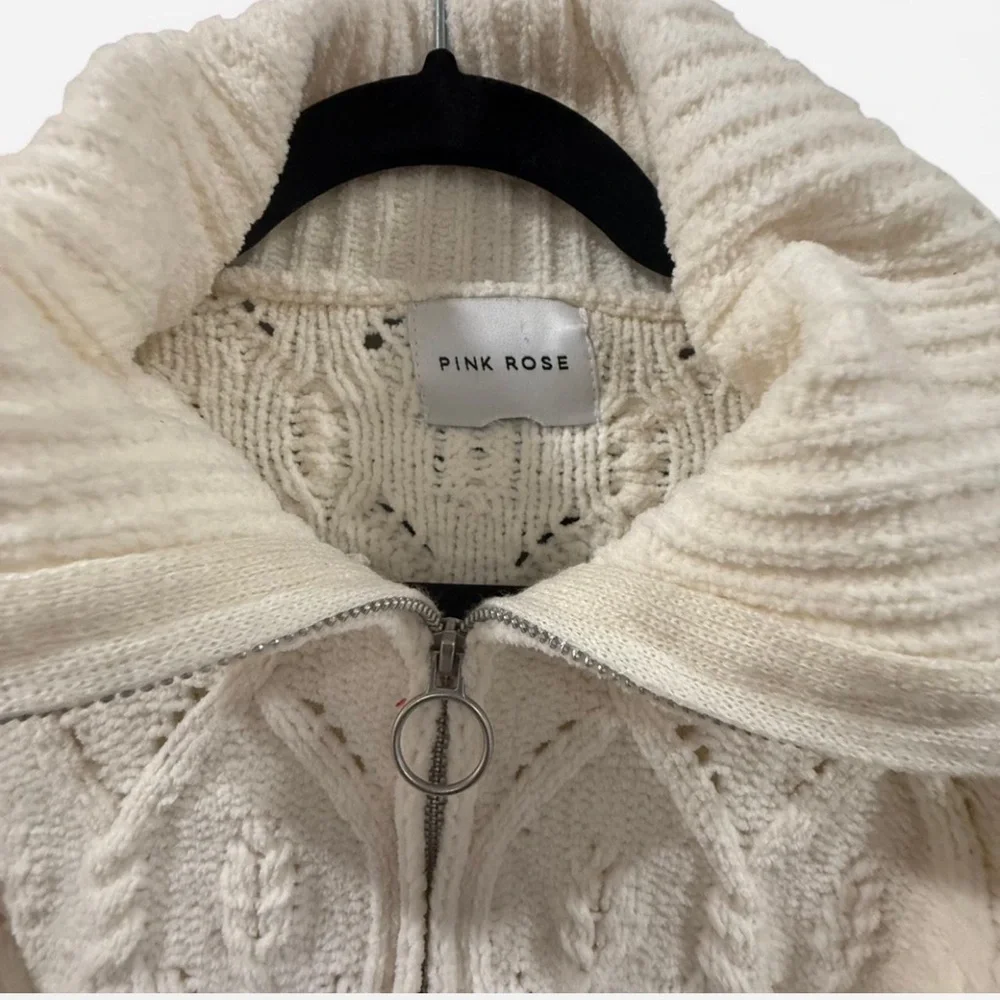 Pink Rose Cream Knit Sweater - Picture 3 of 4